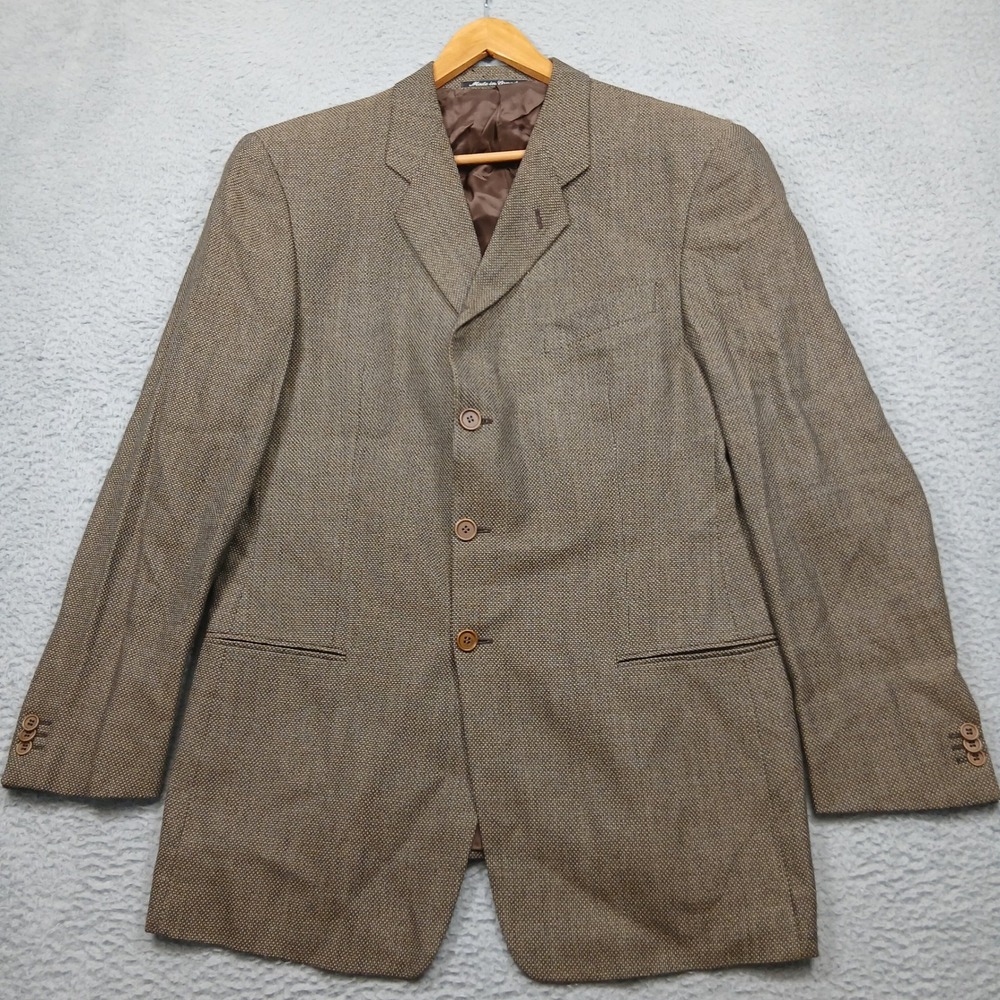 Mani Giorgio Armani Blazer 44L Brown Wool Silk Blend Sport Coat‎ Italy